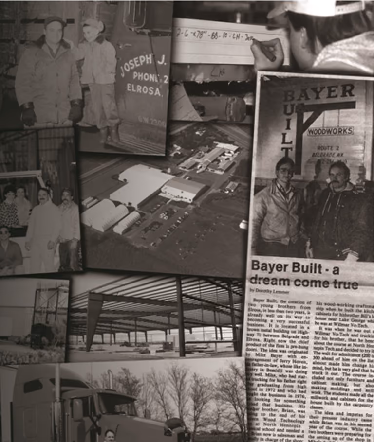 Collage of Bayer Built historical photos