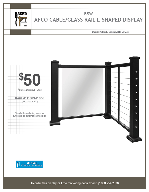 AFCO Cable Glass Rail L-Shaped Display