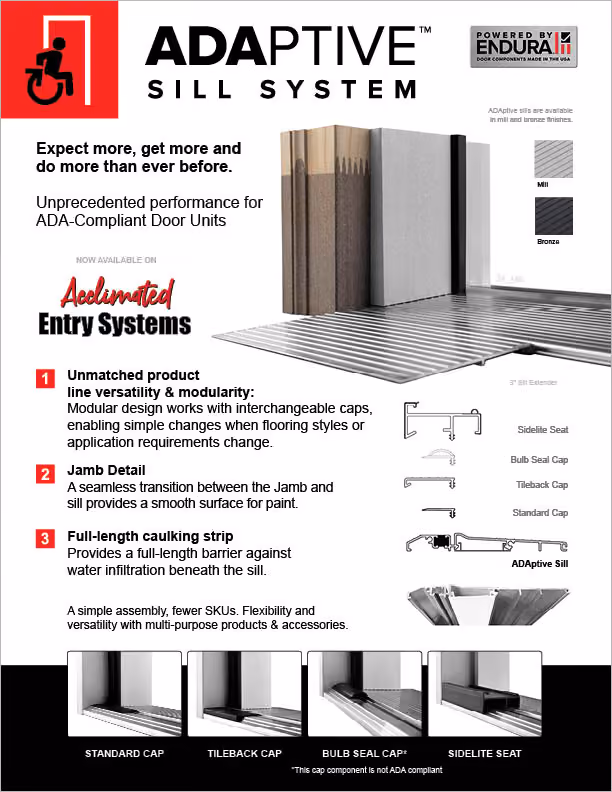 ADAptive Sill System Sell Sheet Cover