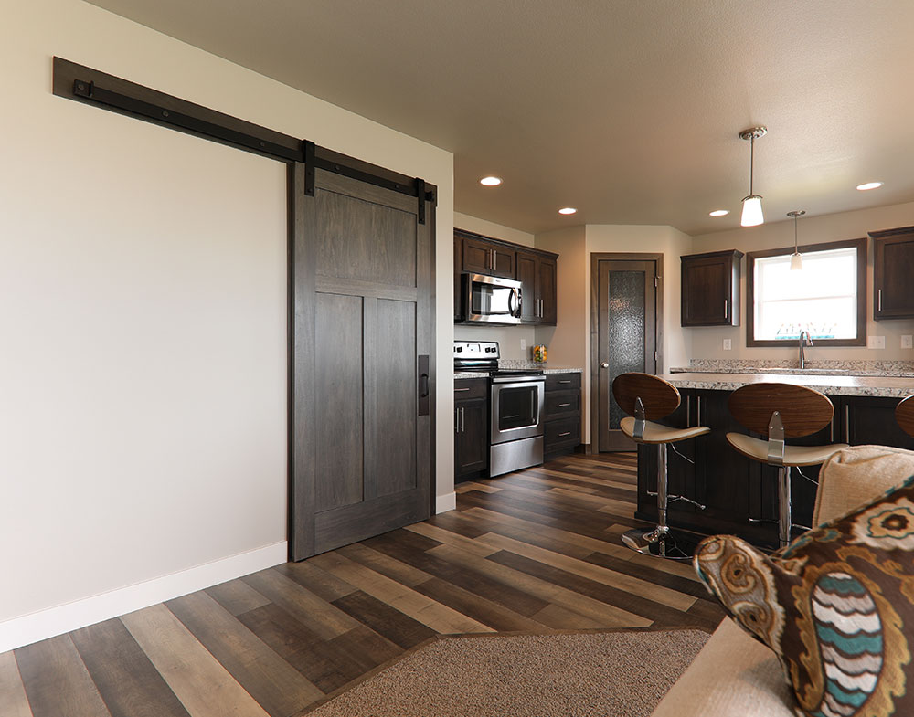 PMA3 Maple Interior Door | Black Barn Door Hardware & Track