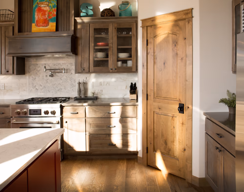 PAKB2 Knotty Alder Interior Door | T100 Knotty Alder Topper | 238A Knotty Alder Base | 155A Knotty Alder Casing