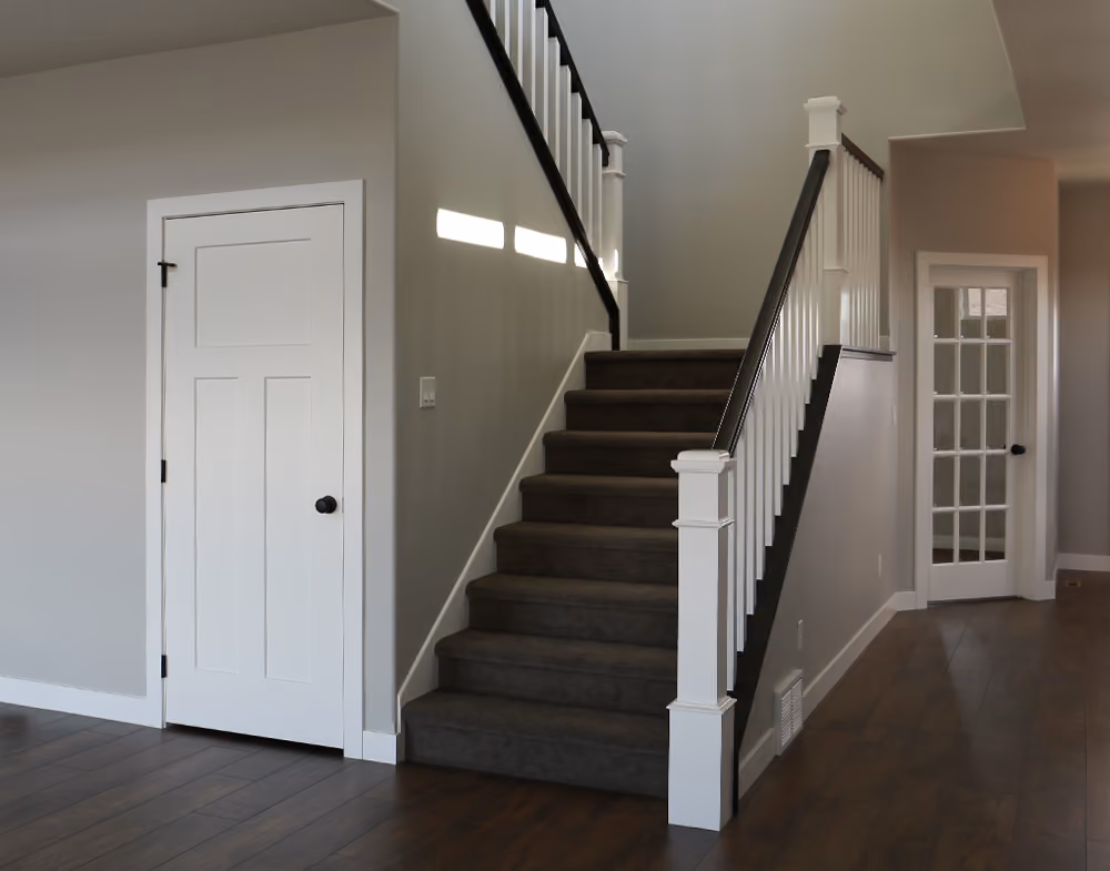 4090 Primed Box Newel | 5360 Baluster Primed Rail | 6210 Poplar Rail | SMSA3 Primed Molded Interior Door | 239A Primed Poplar