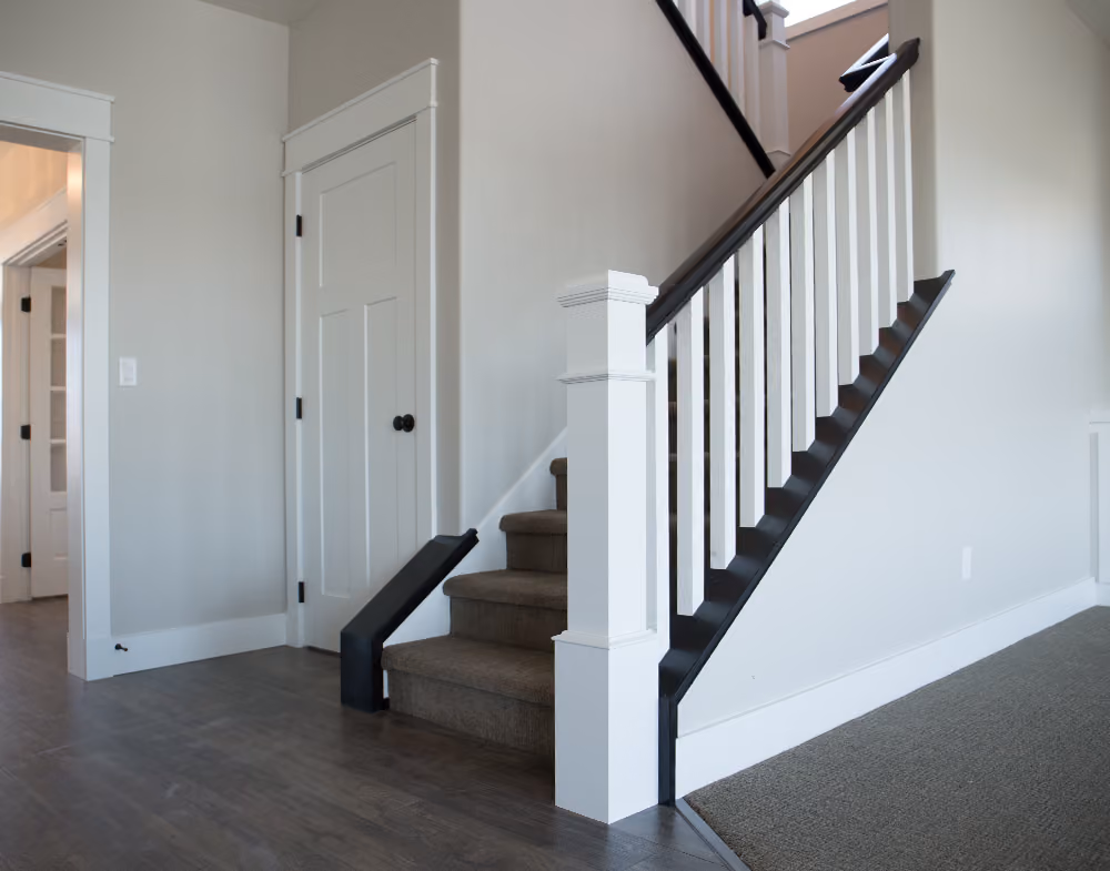 4091 Primed Box Newel | 5360 Primed Baluster | 6210 Poplar Rail | PPRA3 Primed Stile & Rail Interior Door | 155A Primed Casing | T100 Topper | 239A Primed Base