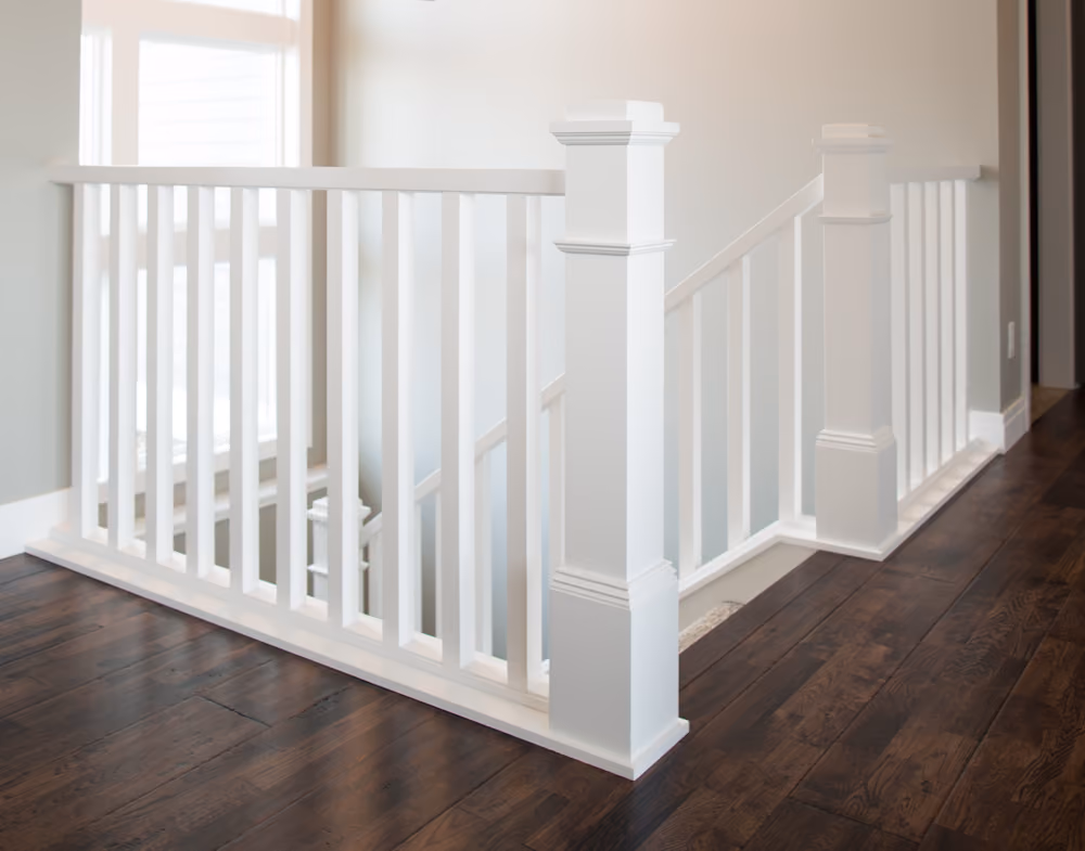 4091 Primed Box Newel | 5360 Primed Baluster | 6770 Painted Poplar Rail