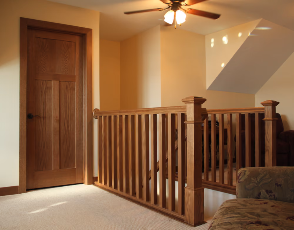 4091 Oak Box Newel | 6210 Oak Rail | 5360 Oak Balusters | PKA3 Oak Interior Door | 155A Casing | 238A Base