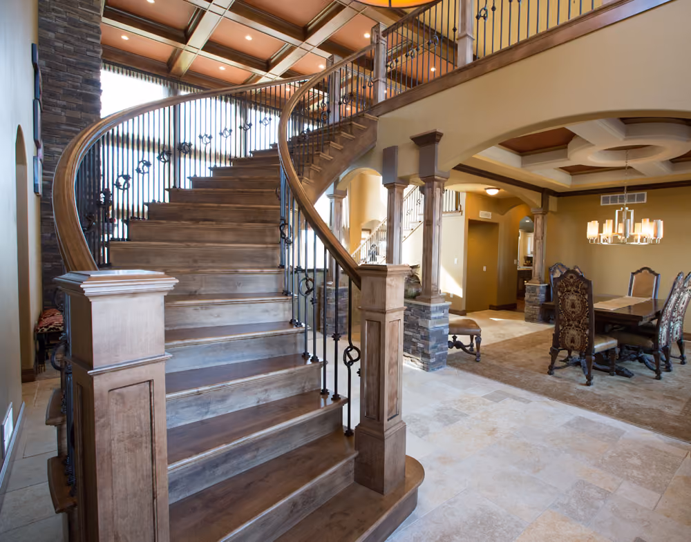 Special Order Stair Goddess - Hand Rail, Landing Tread, Custom Box Newel, Quarterturn, Gooseneck, Rubbed Bronze - Knot, Knuckle and Plain