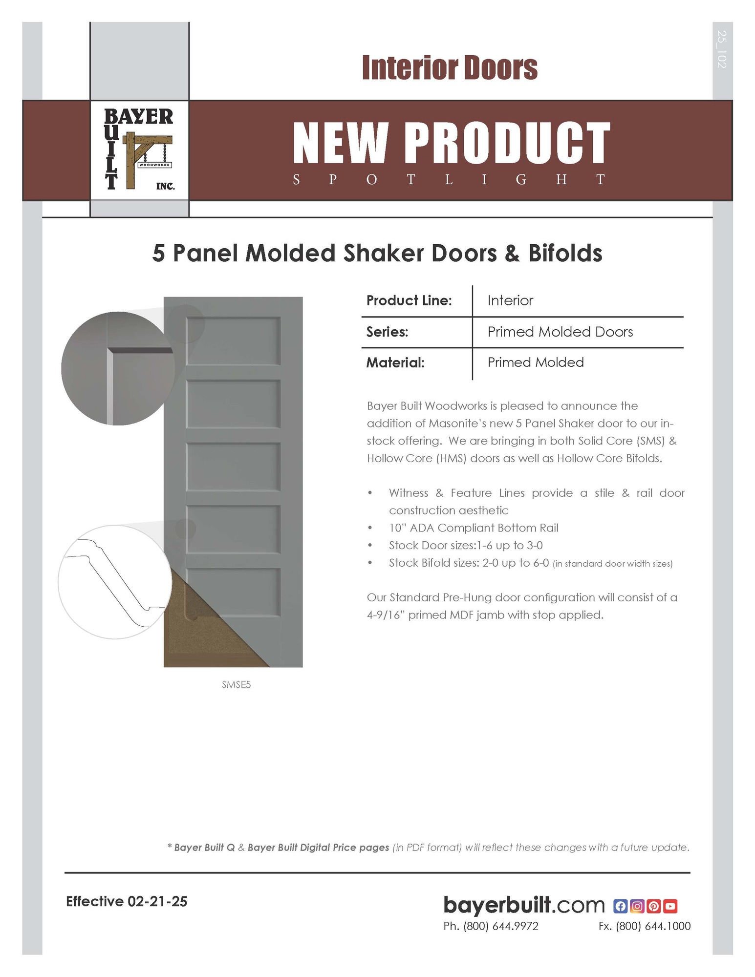 5 Panel Molded Shaker Doors & Bifolds Flyer