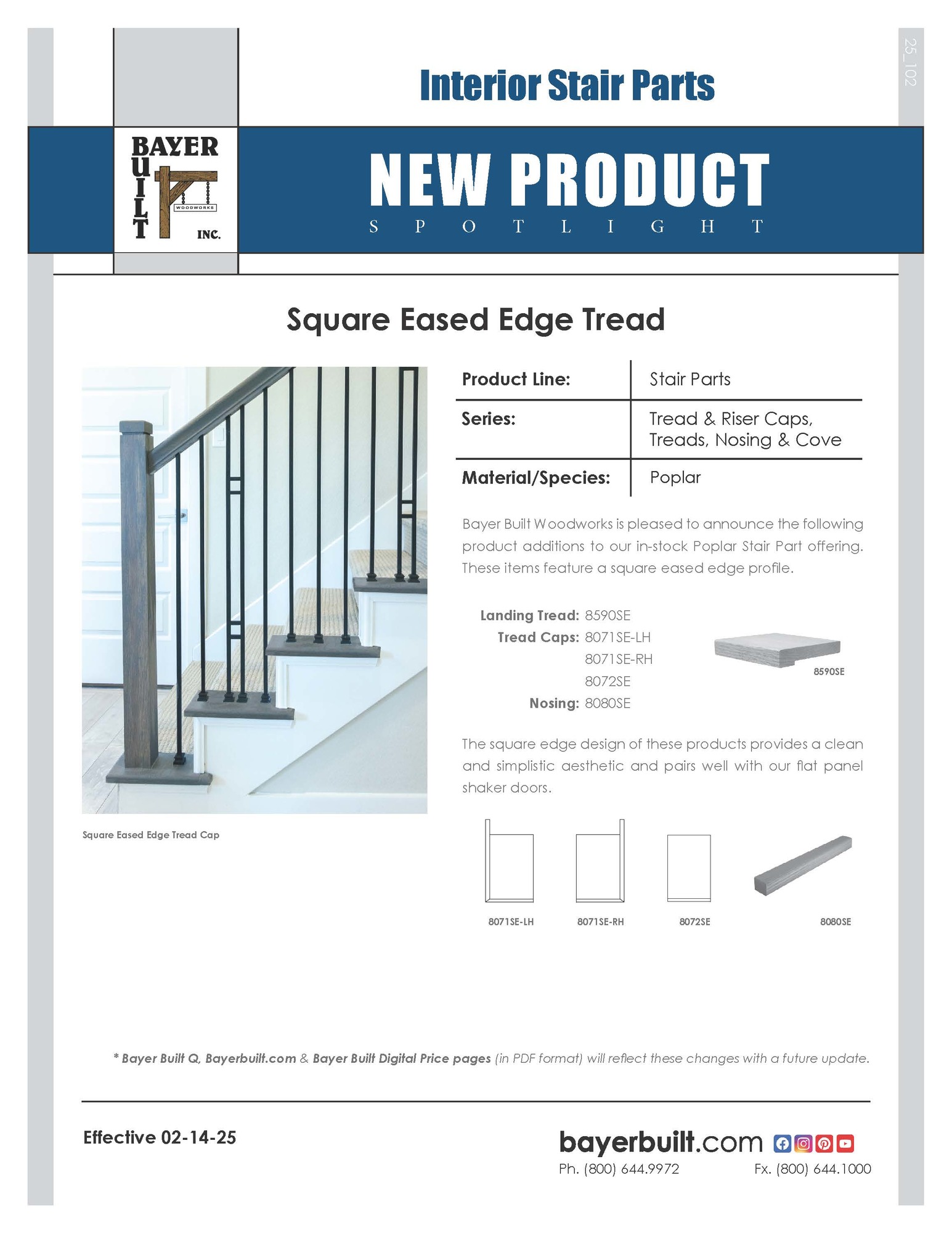 Square Eased Edge Tread Flyer