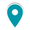 Blue map marker icon with a white center dot on a light background.