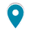 Blue map marker icon with a white center dot on a light background.