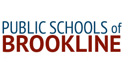 Logo with text 'Public Schools of Brookline' in blue and brown.