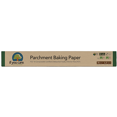 If You Care brand parchment baking paper roll, FSC certified, 6 inch width, compostable and chlorine-free.