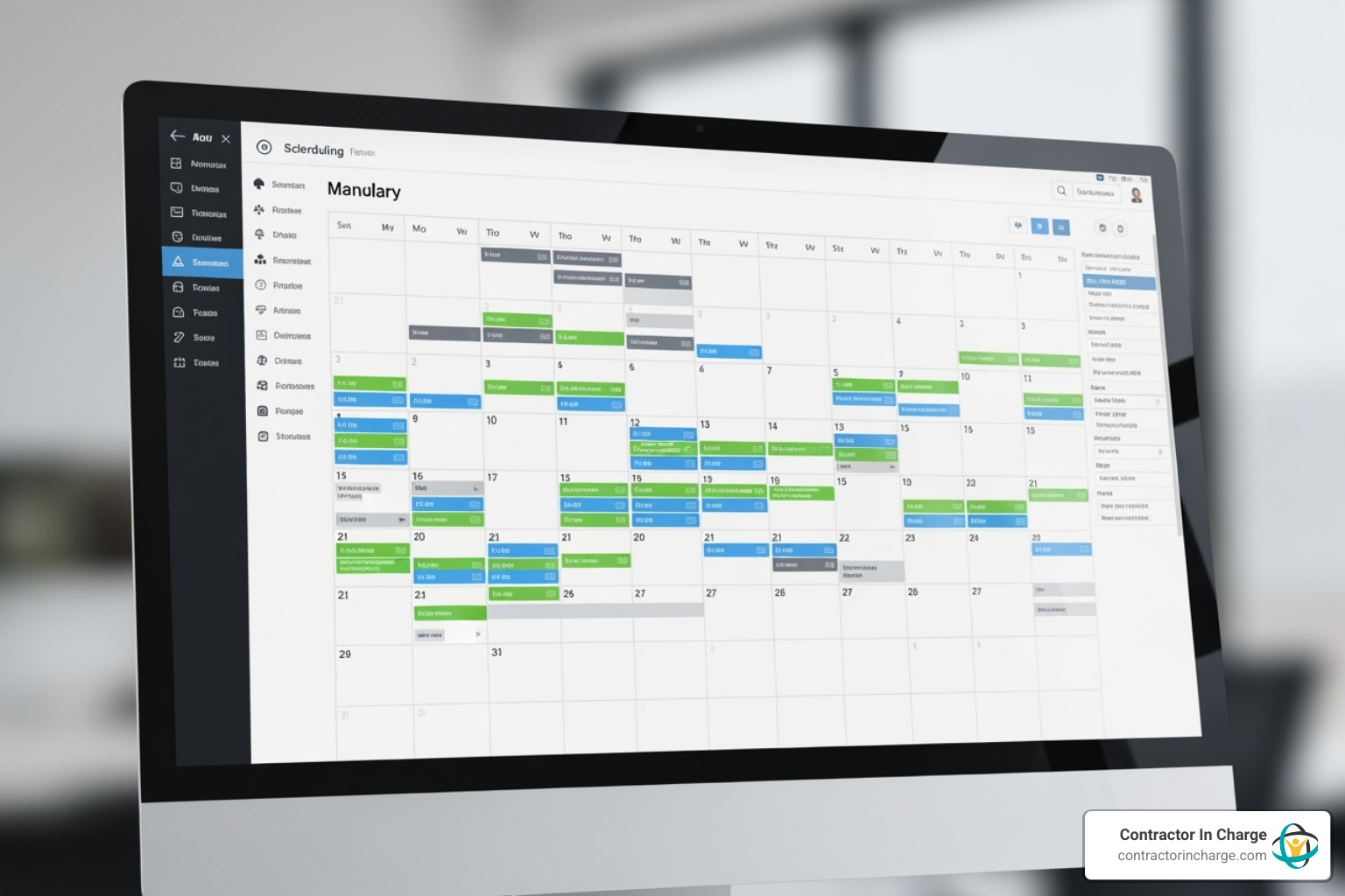 scheduling software dashboard showing a full calendar - after hours answering service for plumbers