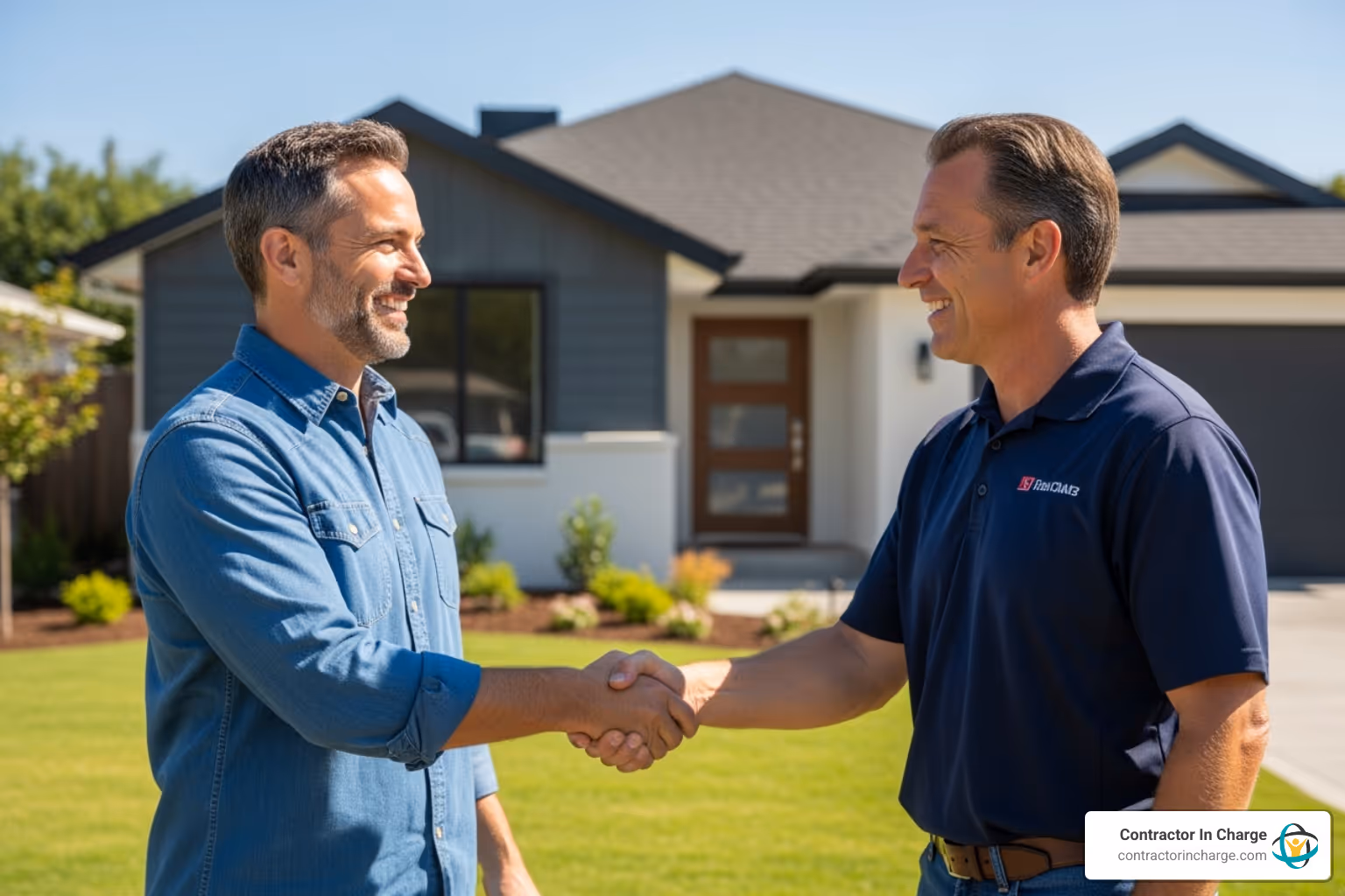 happy customer shaking hands with contractor - business process consulting for contractors