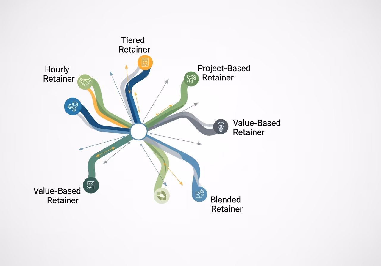 Flowchart showing different retainer types - contractor service retainer model