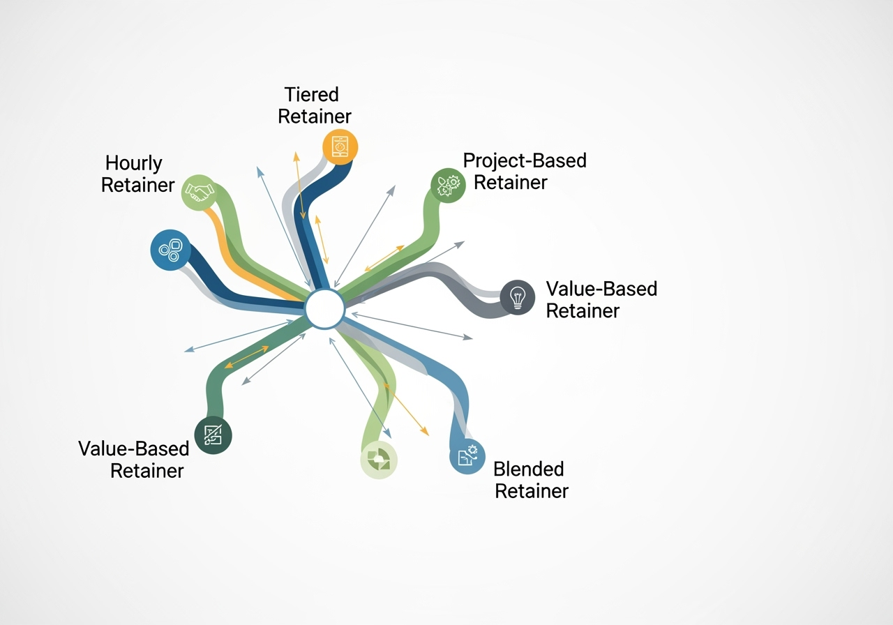 Flowchart showing different retainer types - contractor service retainer model