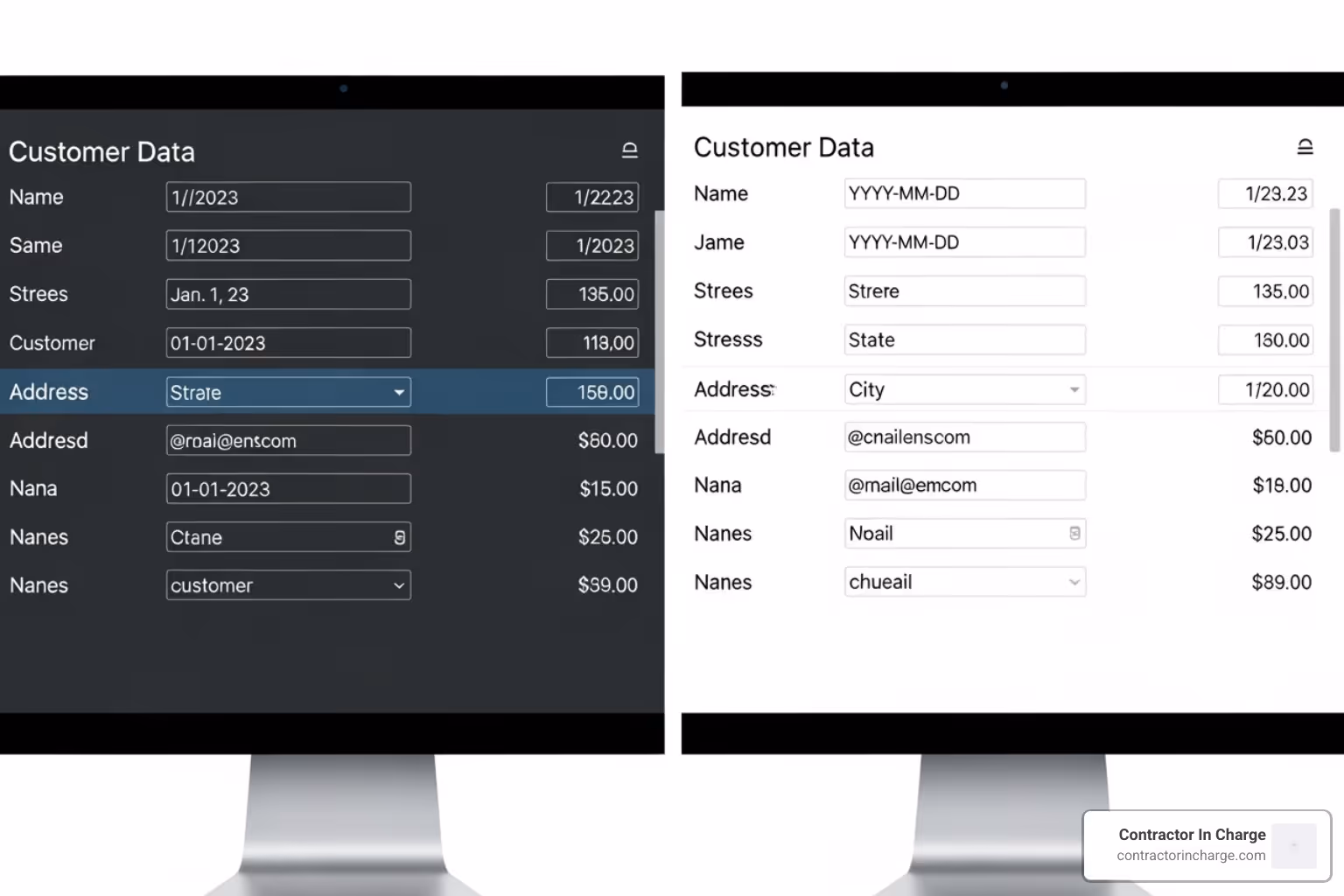 Messy vs. clean customer data entry - optimize servicetitan data
