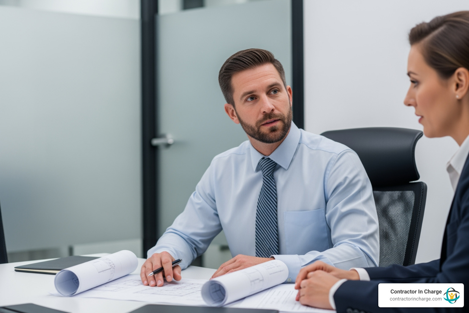 contractor meeting a client in a professional meeting room - "What are the top-rated virtual office services for contractors in the USA?"