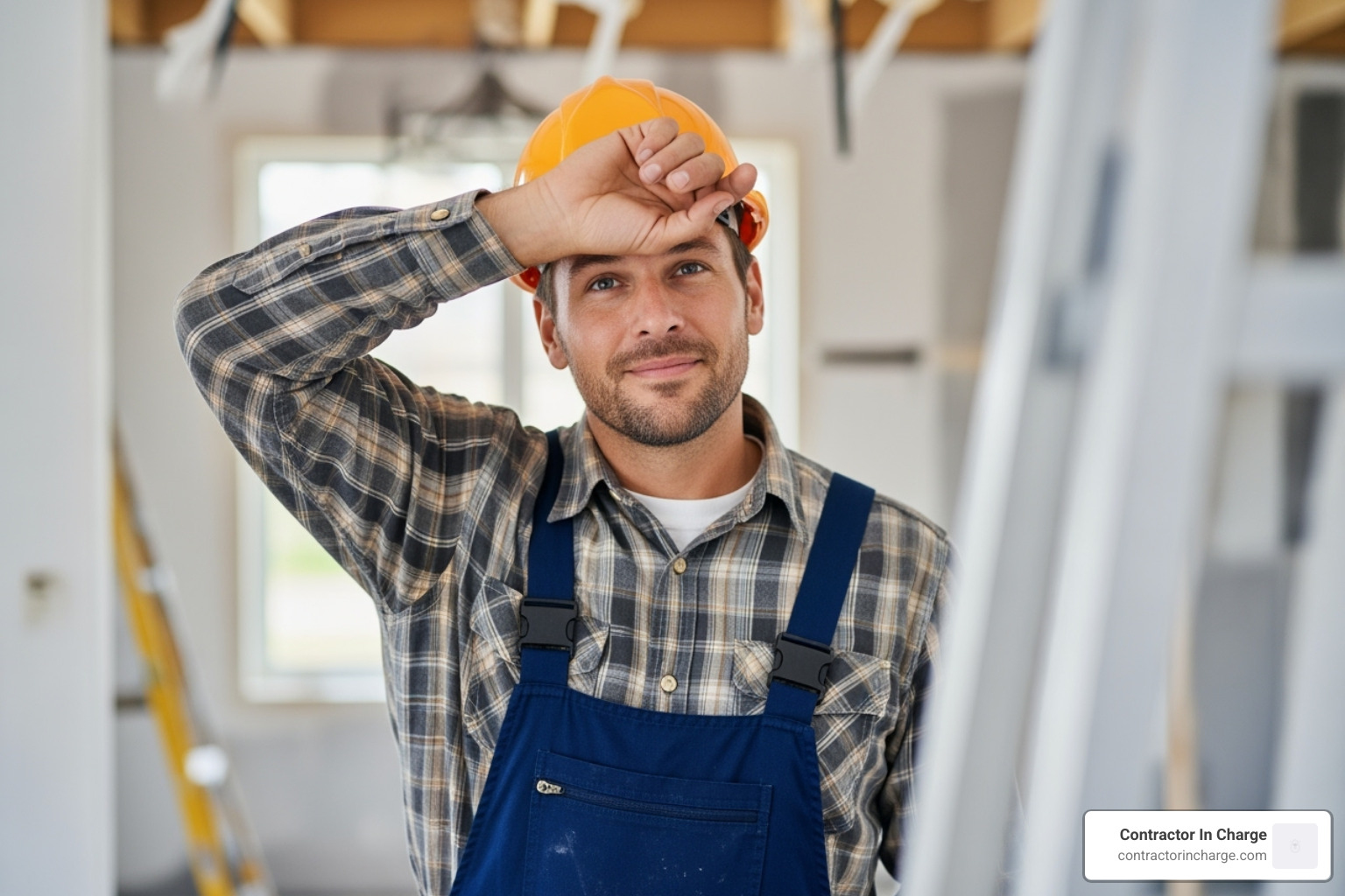 contractor successfully completing a job, looking relieved - 24 hour live answering service