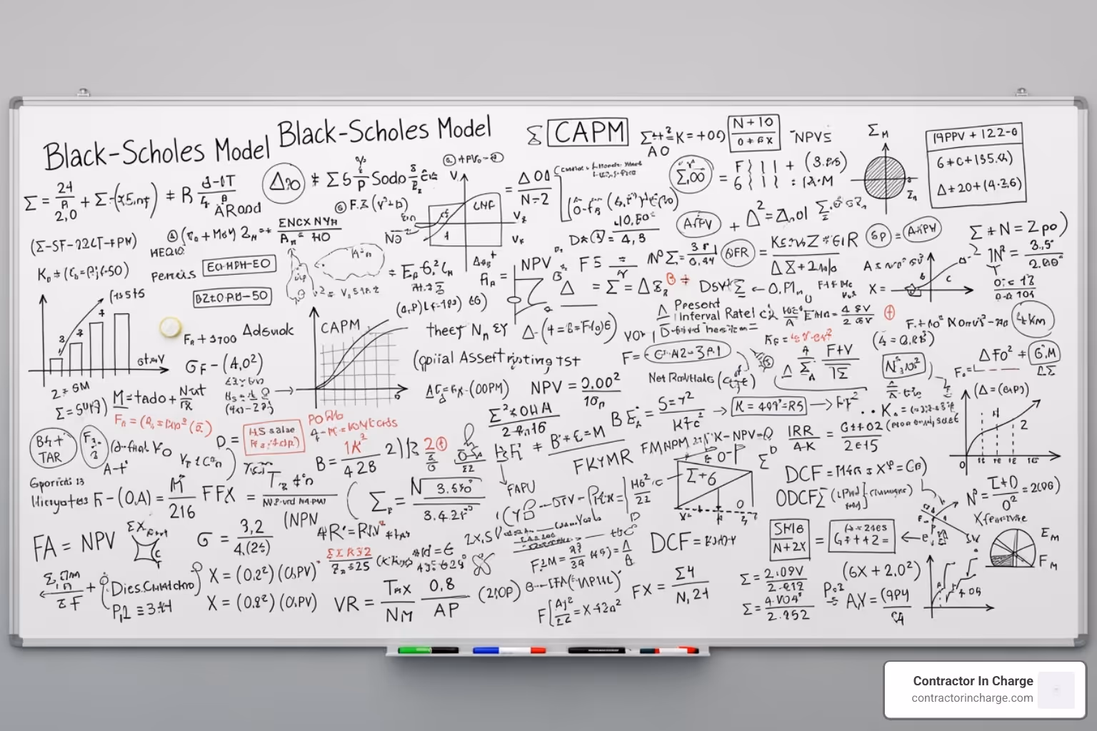 whiteboard with financial formulas - accounting for plumbers