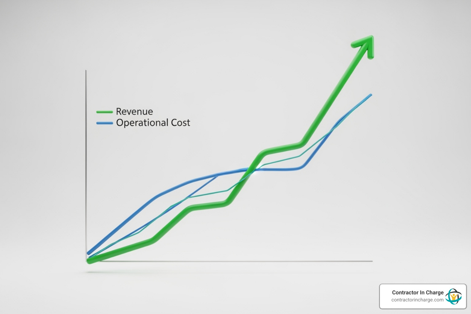 graph showing business revenue climbing steeply while operational costs remain stable - outsourcing scalable back office