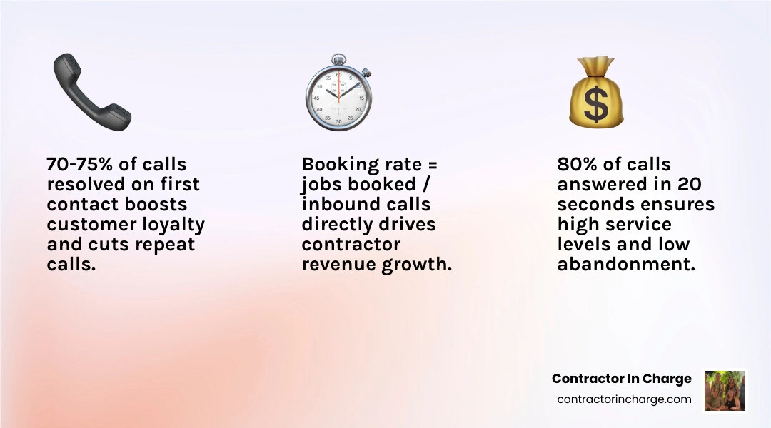 infographic showing contractor call-to-booking lifecycle with key performance metrics and benchmarks - how to measure call