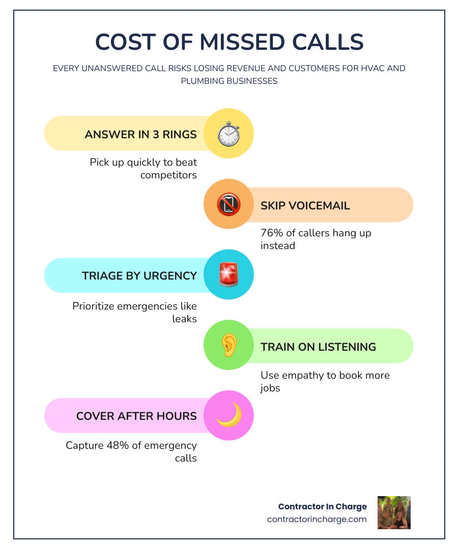 infographic showing the cost of missed calls for HVAC and plumbing businesses with key stats infographic infographic showing the cost of missed calls for HVAC and plumbing businesses with key stats infographic