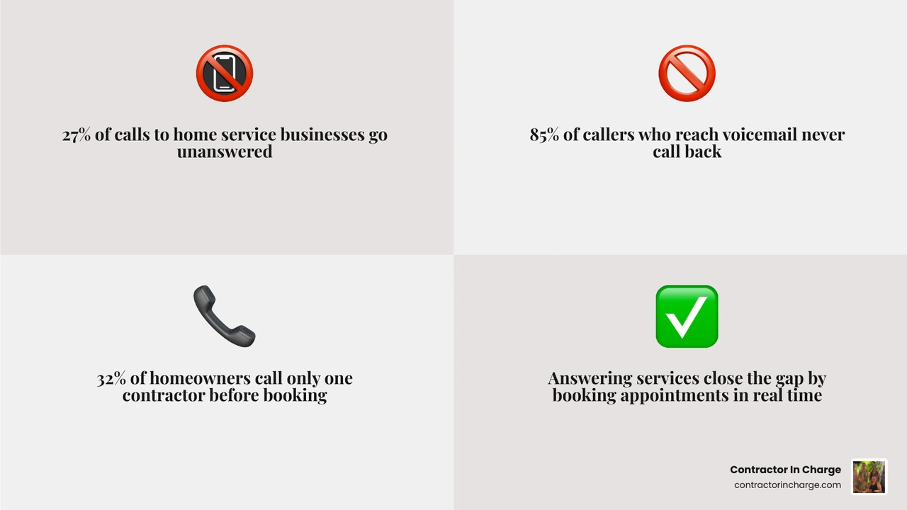 infographic showing the cost of missed calls and how answering services capture leads for home service contractors