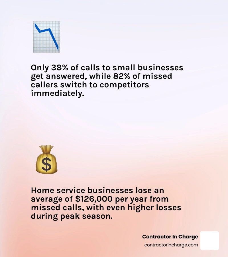 infographic showing missed call statistics for home service businesses during peak season infographic