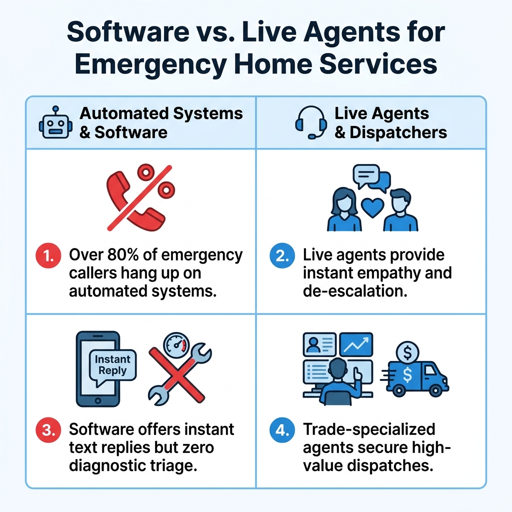 Software vs. Live Agents for Emergency Home Services