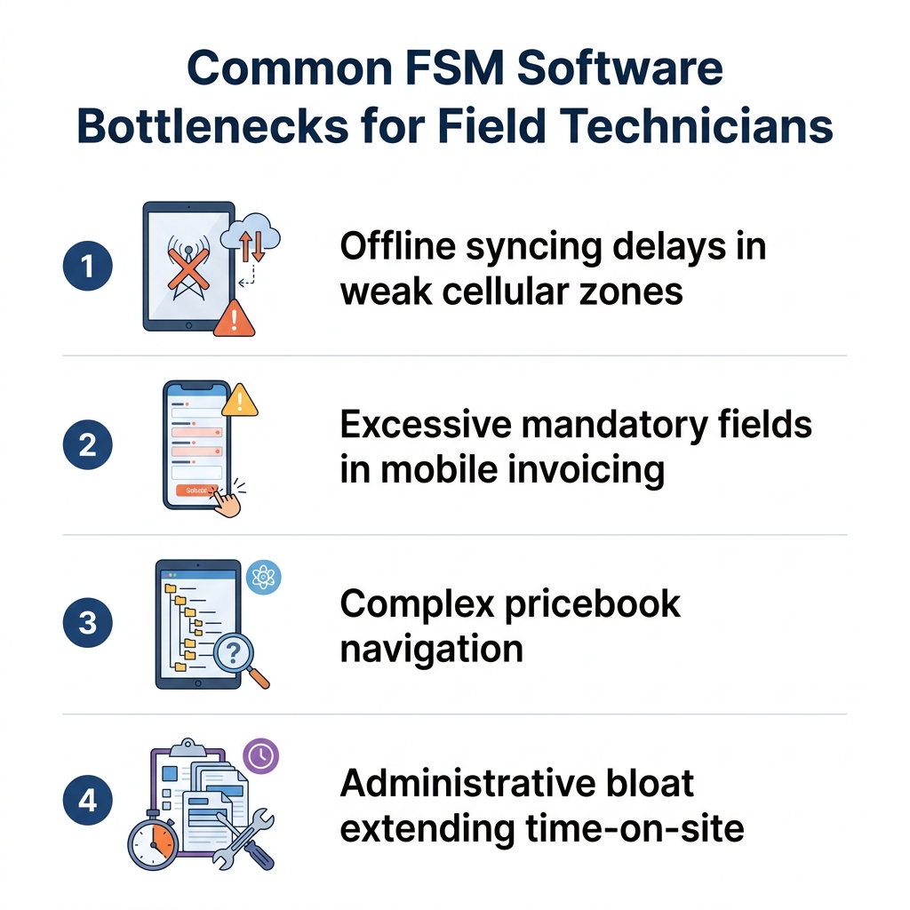 Common FSM Software Bottlenecks for Field Technicians