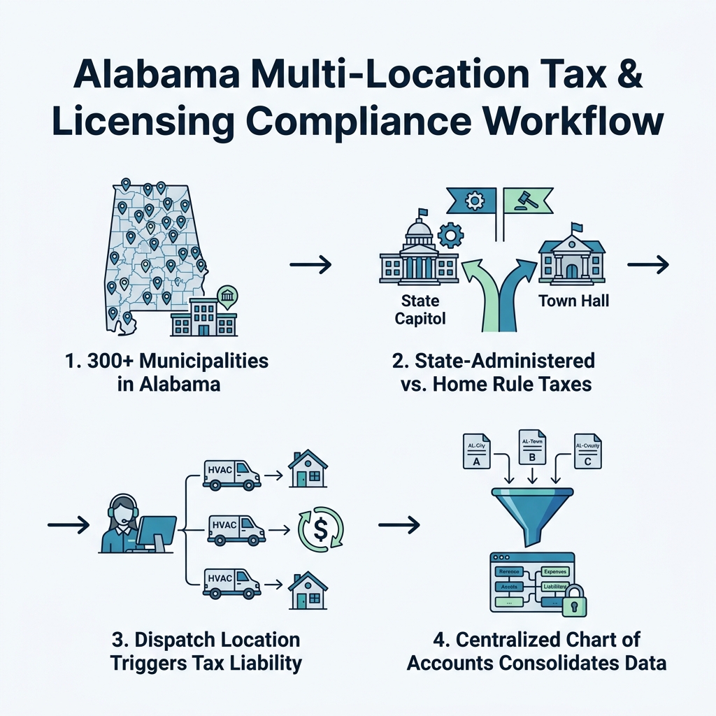Alabama Multi-Location Tax & Licensing Compliance Workflow