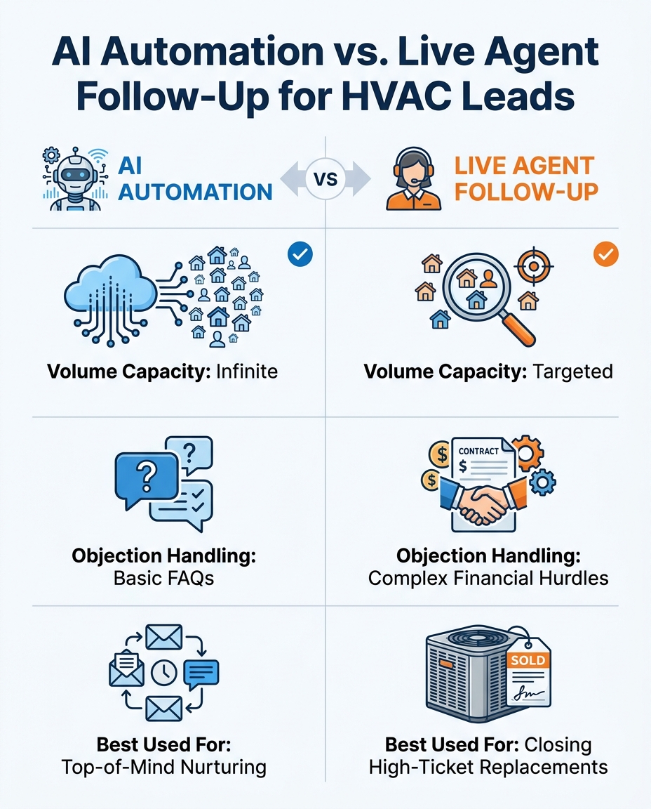 AI Automation vs. Live Agent Follow-Up for HVAC Leads