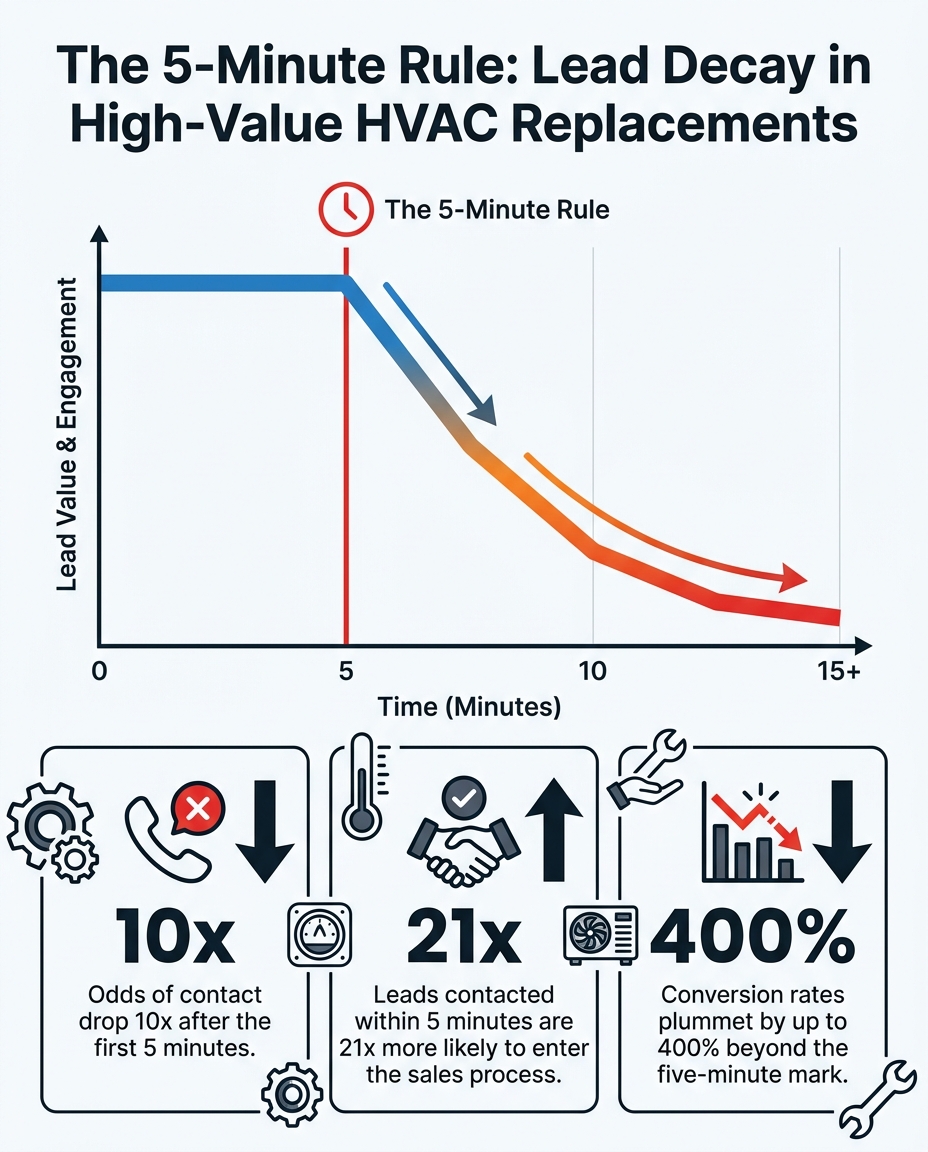 The 5-Minute Rule: Lead Decay in High-Value HVAC Replacements
