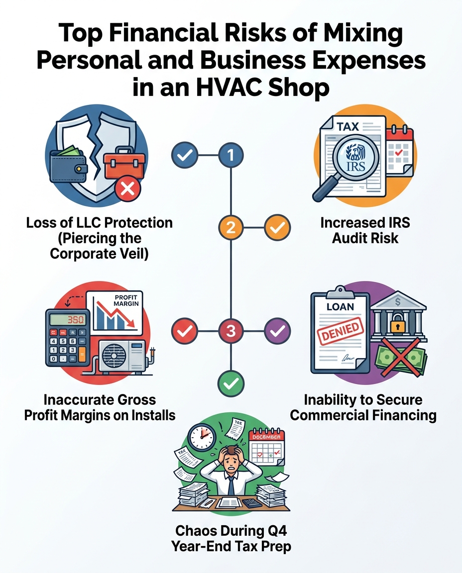Top Financial Risks of Mixing Personal and Business Expenses in an HVAC Shop