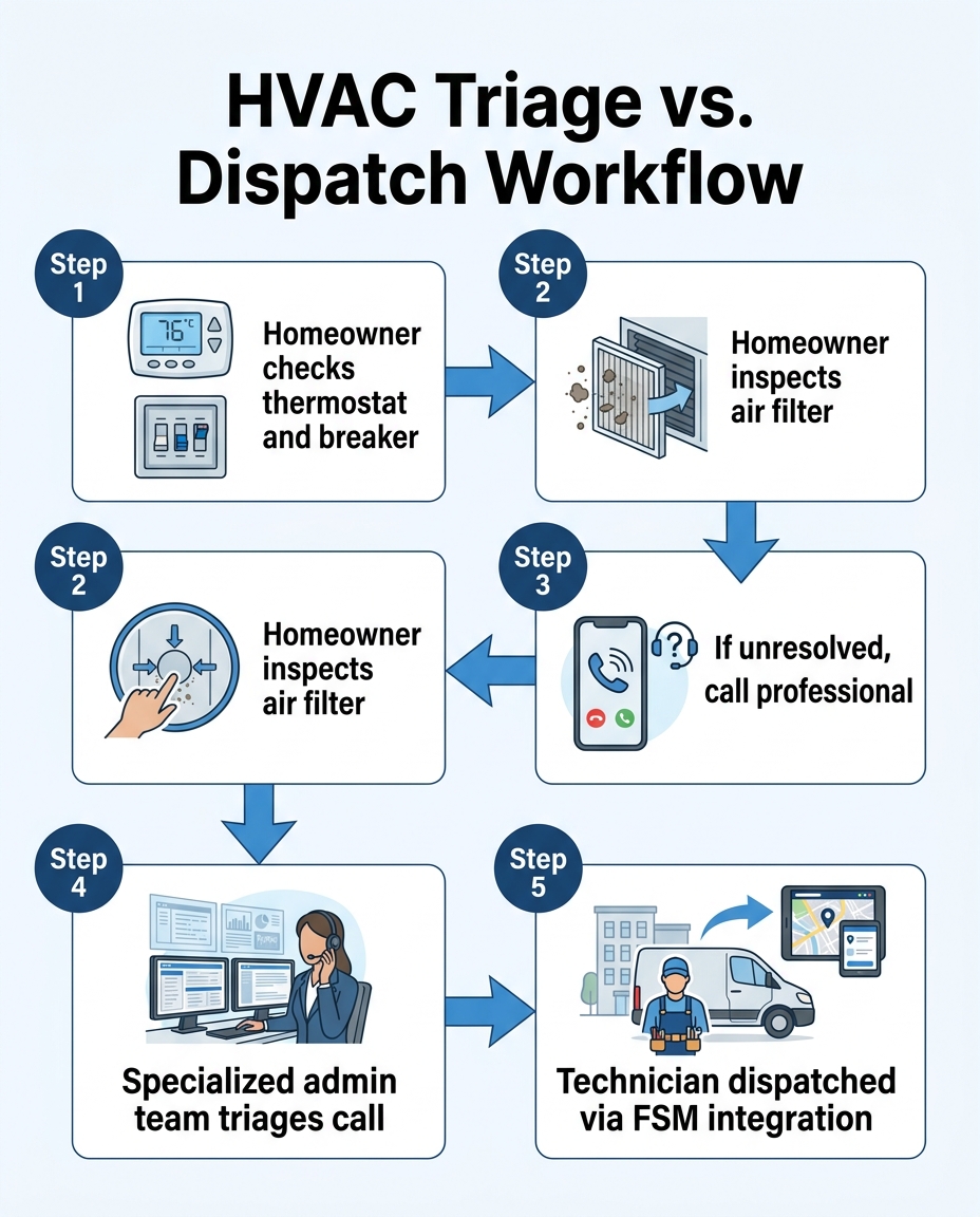 HVAC Triage vs. Dispatch Workflow