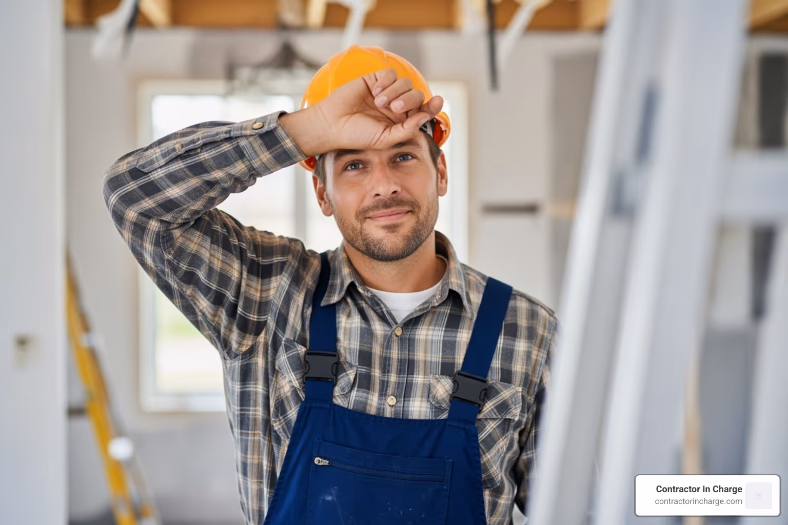 contractor successfully completing a job, looking relieved - 24 hour live answering service
