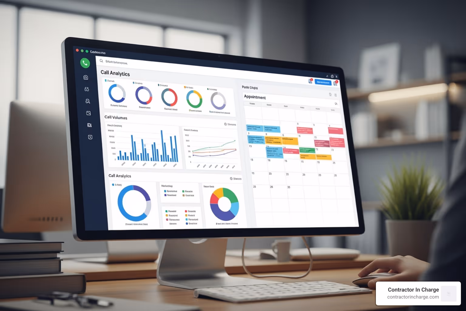 of a dashboard showing call analytics and appointment schedules - contractor answering service Florida