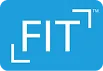 Blue square with the white text 'FIT' surrounded by corner bracket designs.
