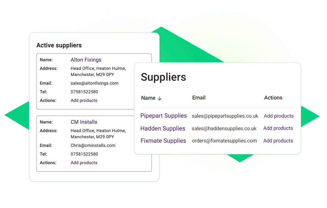 ONSO Purchase Order creation screen displaying the ability to add products from a supplier catalogue with pre-negotiated rates, ensuring accurate ordering and immediate price comparison.