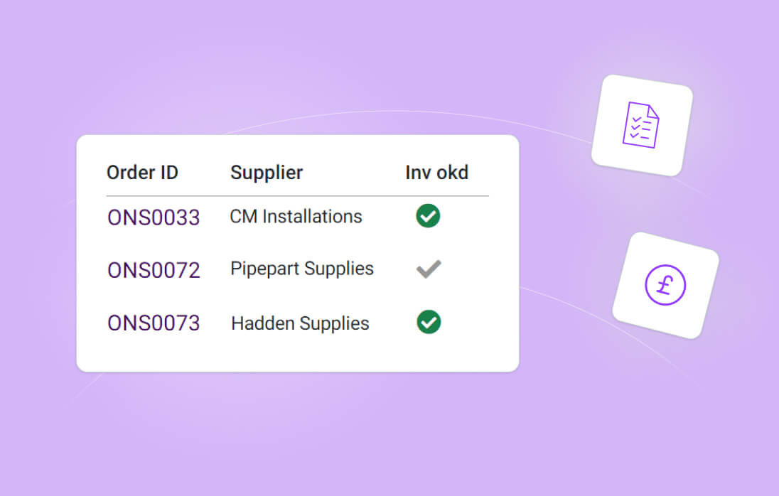 ONSO Supplier product catalogue screen detailing SKUs, pricing, and descriptions for items like 'Tarmac' and 'Pipework.' This ensures users order correctly and always use the latest agreed contract rates.