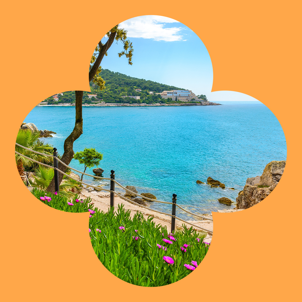 A beautiful view of the Adriatic Sea from a trail along the coast.