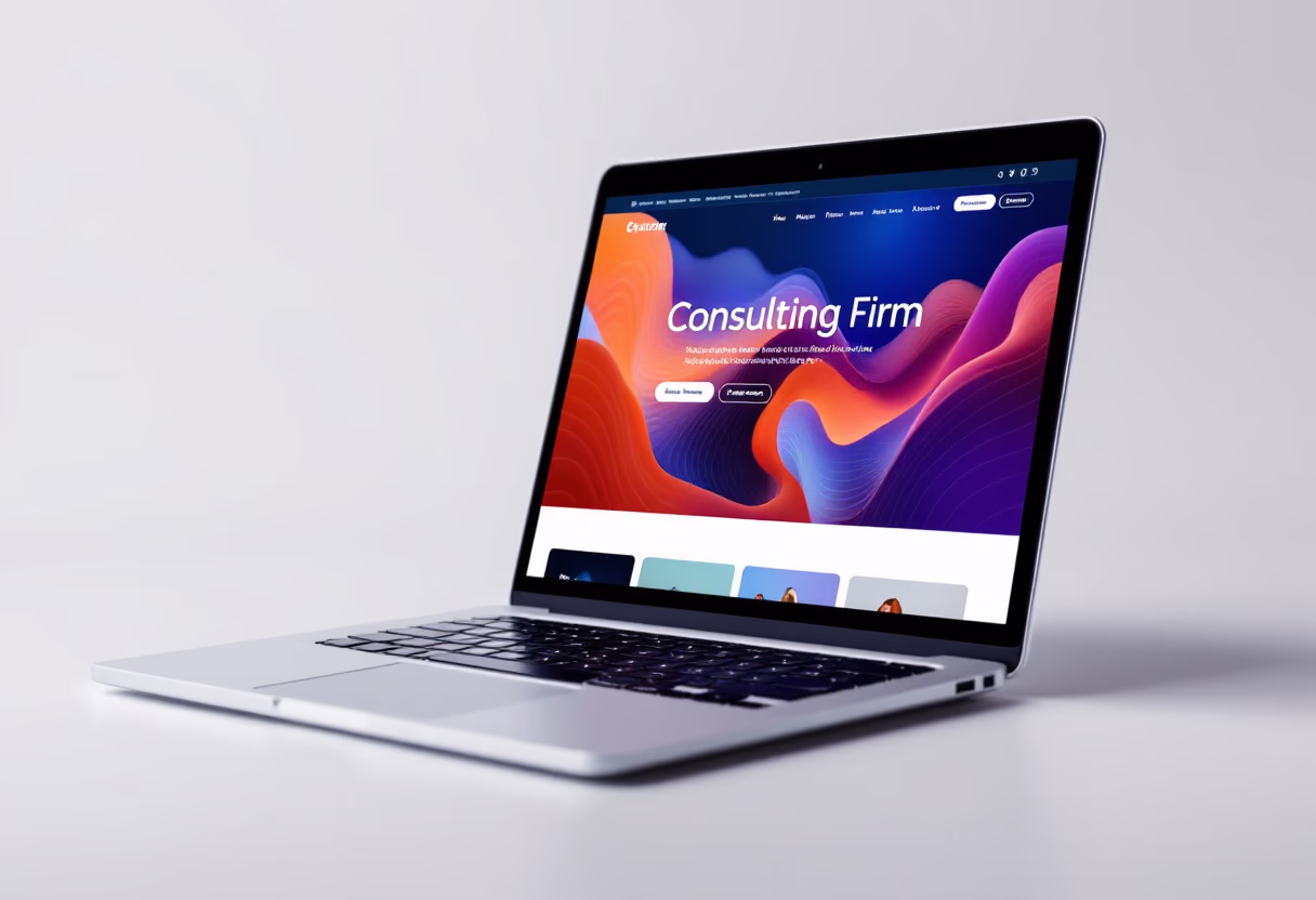 [digital project] image of website interface on a laptop screen for a consulting firm.