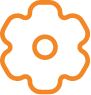 Icono de engranaje naranja que representa configuración o ajustes.