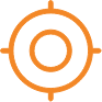 Ícono de mira o cruz de puntería en color naranja.