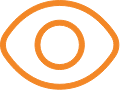 Icono de un ojo estilizado en color naranja.