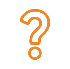 Símbolo de signo de interrogación color naranja sobre fondo blanco.