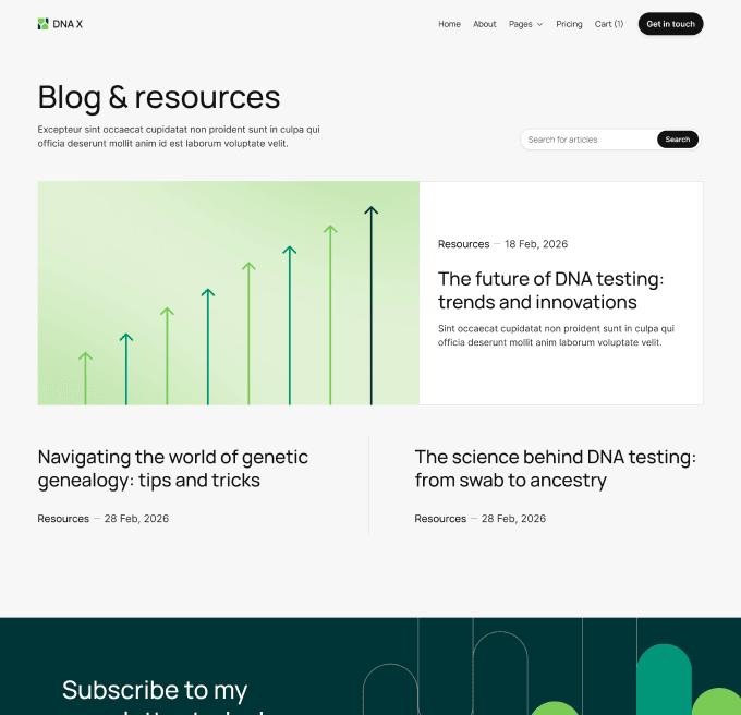 DNA X - Blog V1 Page - Health Tech Webflow Template