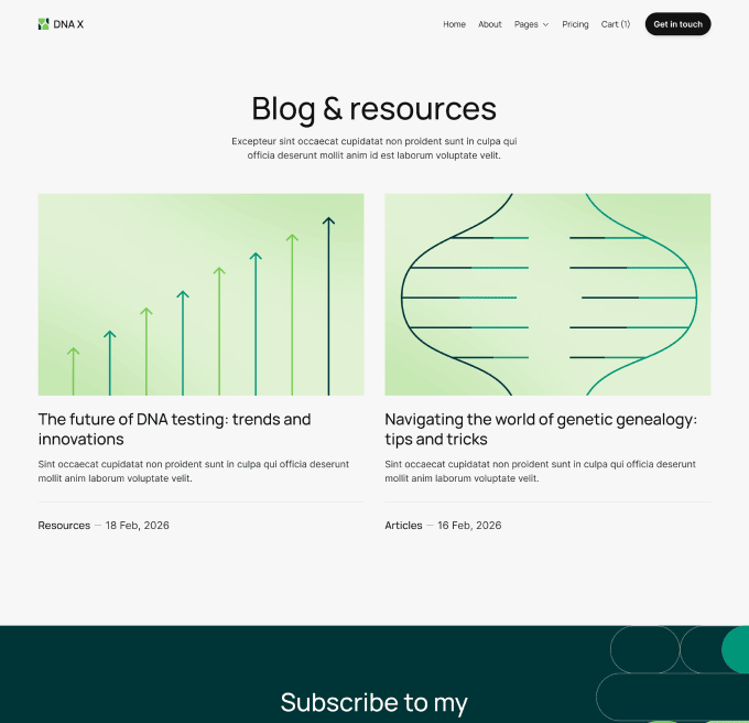 DNA X - Blog V2 Page - Health Tech Webflow Template