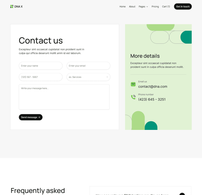DNA X - Contact V1 Page - Health Tech Webflow Template